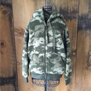 ATM Anthony Thomas Melillo Camo Sherpa Fleece Hoodie NWT